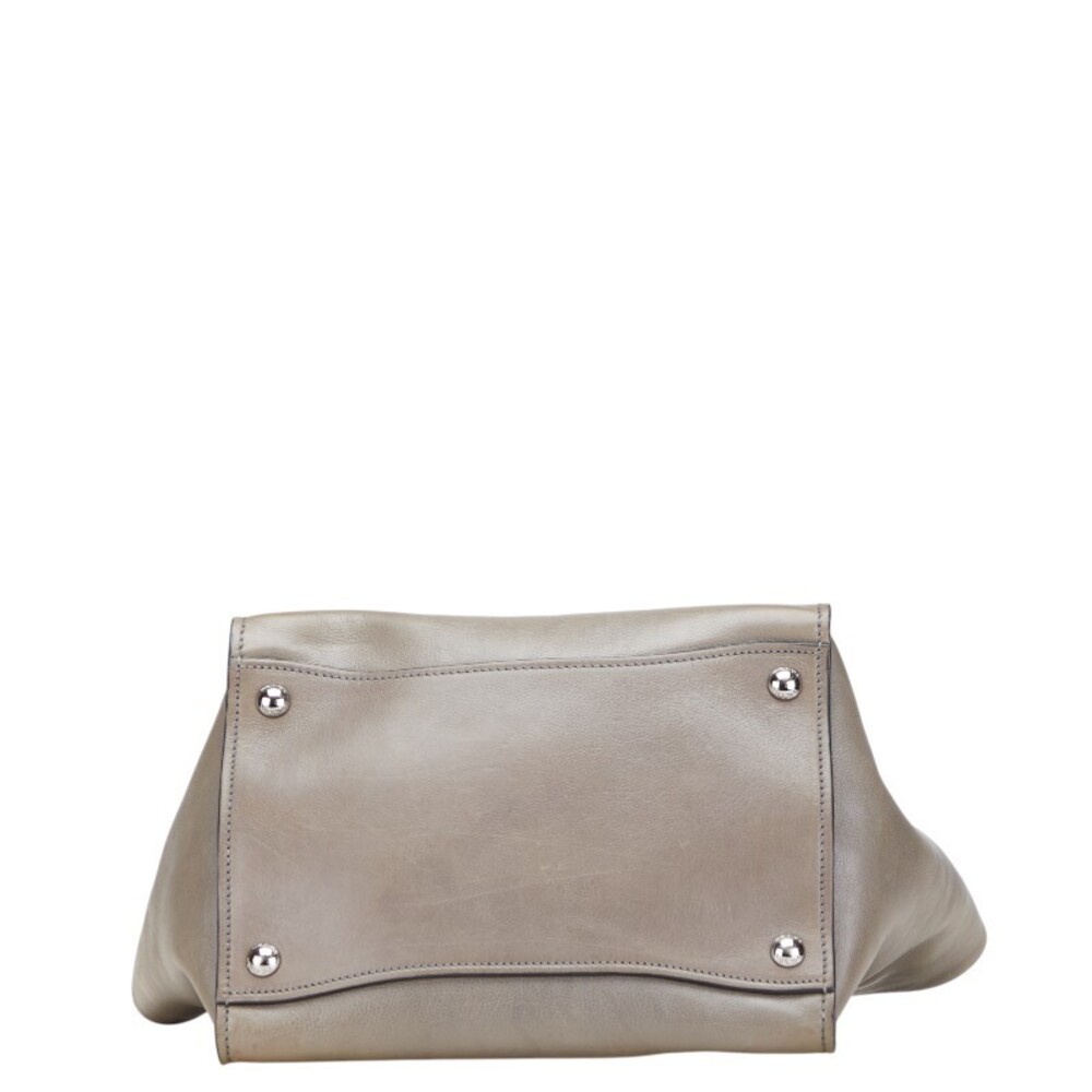 Prada Gray Plate Bag Logo Leather Handbag Triangle Shoulder - Picture 3 of 9